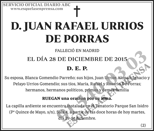 Juan Rafael Urrios de Porras